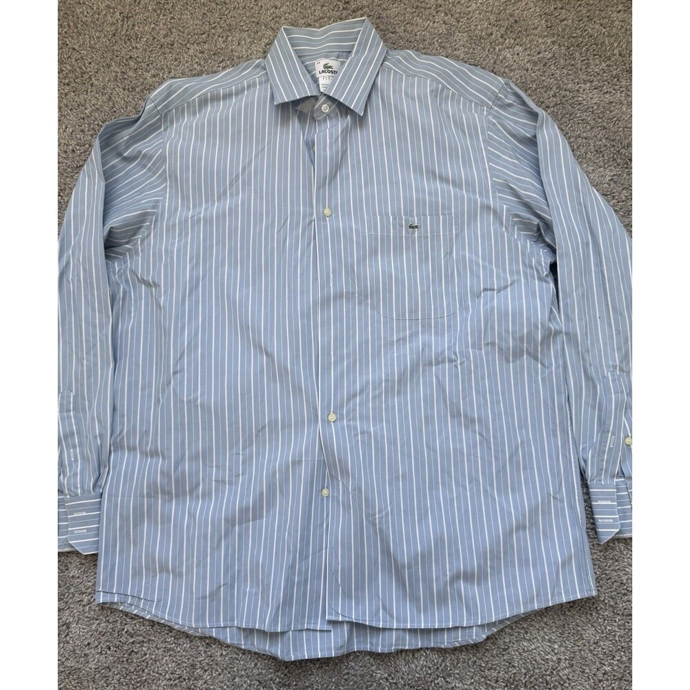Lacoste Shirt Men's Size 44 Gingham Check Long Sleeve Shirt with Pocket